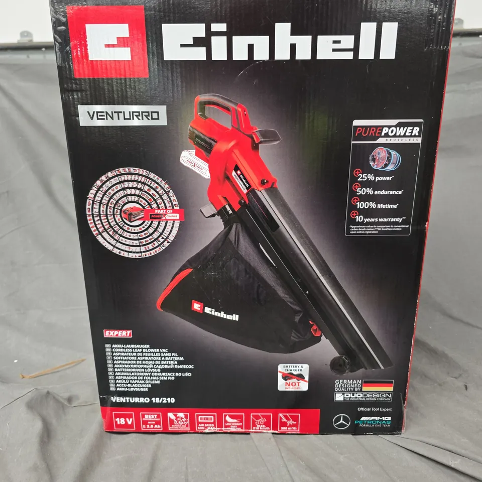BOXED EINHELL VENTURRO CORDLESS LEAFBLOWER VAC (NO BATTERY)