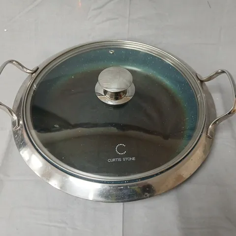 Curtis Stone 12-Inch Enamel Cookware Pan with Glass Lid