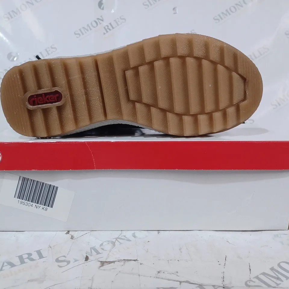 BOXED PAIR OF RIEKER WARM HIKING BOOTS, NAVY - SIZE 8