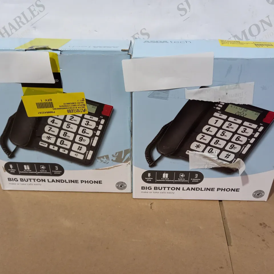 LOT OF 2 ASSORTED DESIGNER BIG BUTTON LANDLINE PHONES