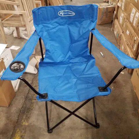 BOXED ACTIVE FOREVER FOLDING CAMPING CHAIRS SET OF 2 WITH CUP HOLDER - BLUE