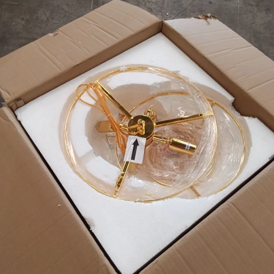 BOXED CHANDELIER LIGHT PENDANT - GOLD (1 BOX)