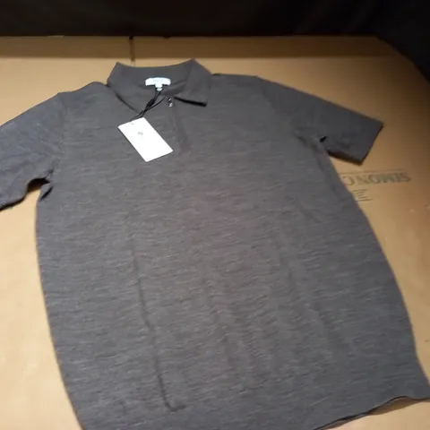 REISS MERINO WOOL T-SHIRT IN GREY - S