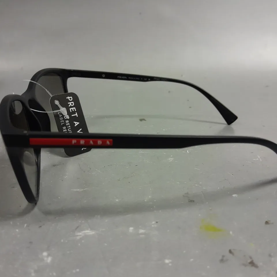 PRADA LINEA ROSSA BLACK FRAMED GLASSES IN CASE