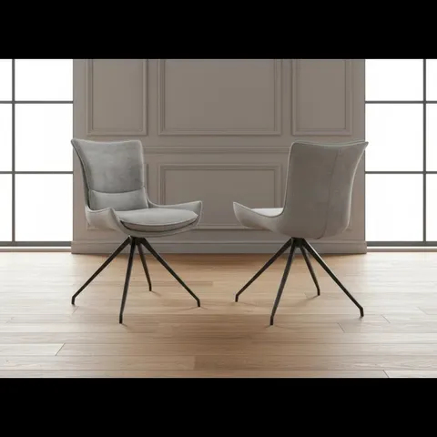 BOXED FABRIC SWIVEL DINING CHAIRS (SET OF 2)