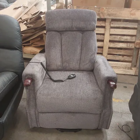 QUALITY DESIGNER FABRIC UPHOLSTERED ELECTRIC RECLINING ARMCHAIR