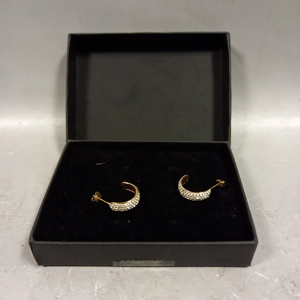 GOLD CRYSTAL SET HALF HOOP EARRINGS 