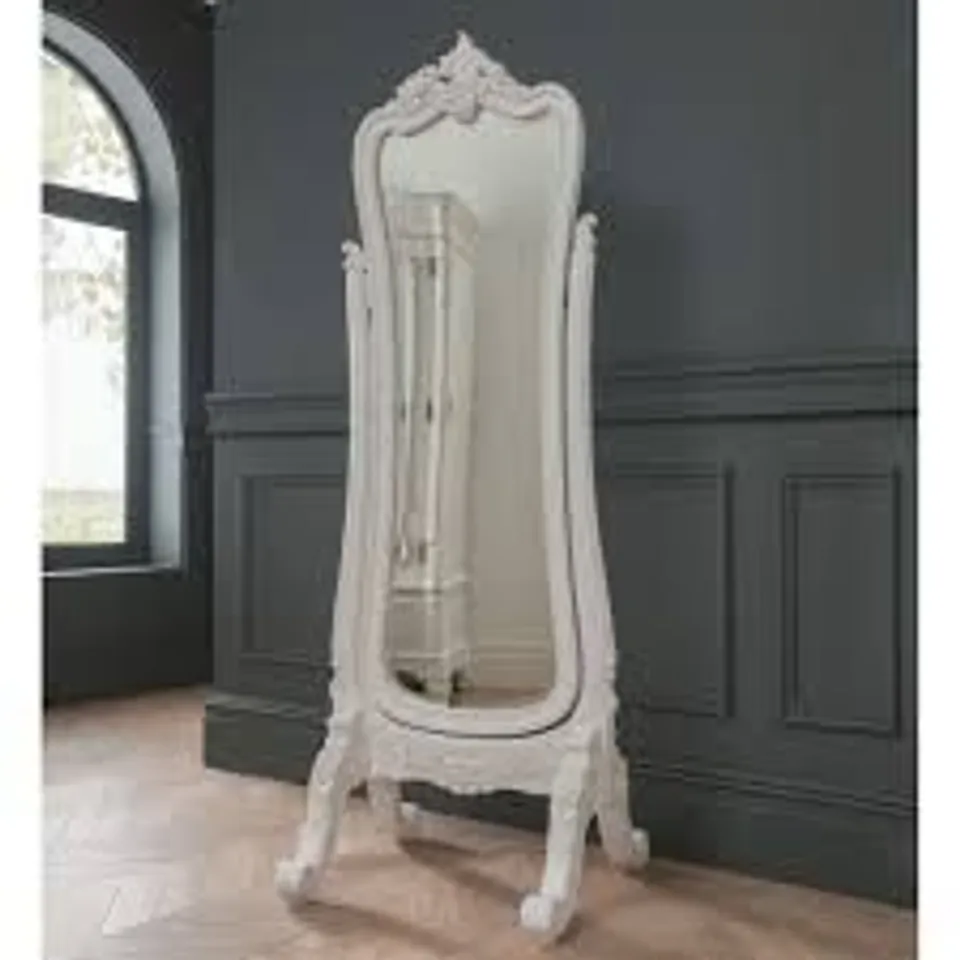 BRAND NEW BOXED HOMESDIRECT365 ANTIQUE FRENCH STYLE CHEVAL MIRROR - WHITE 
