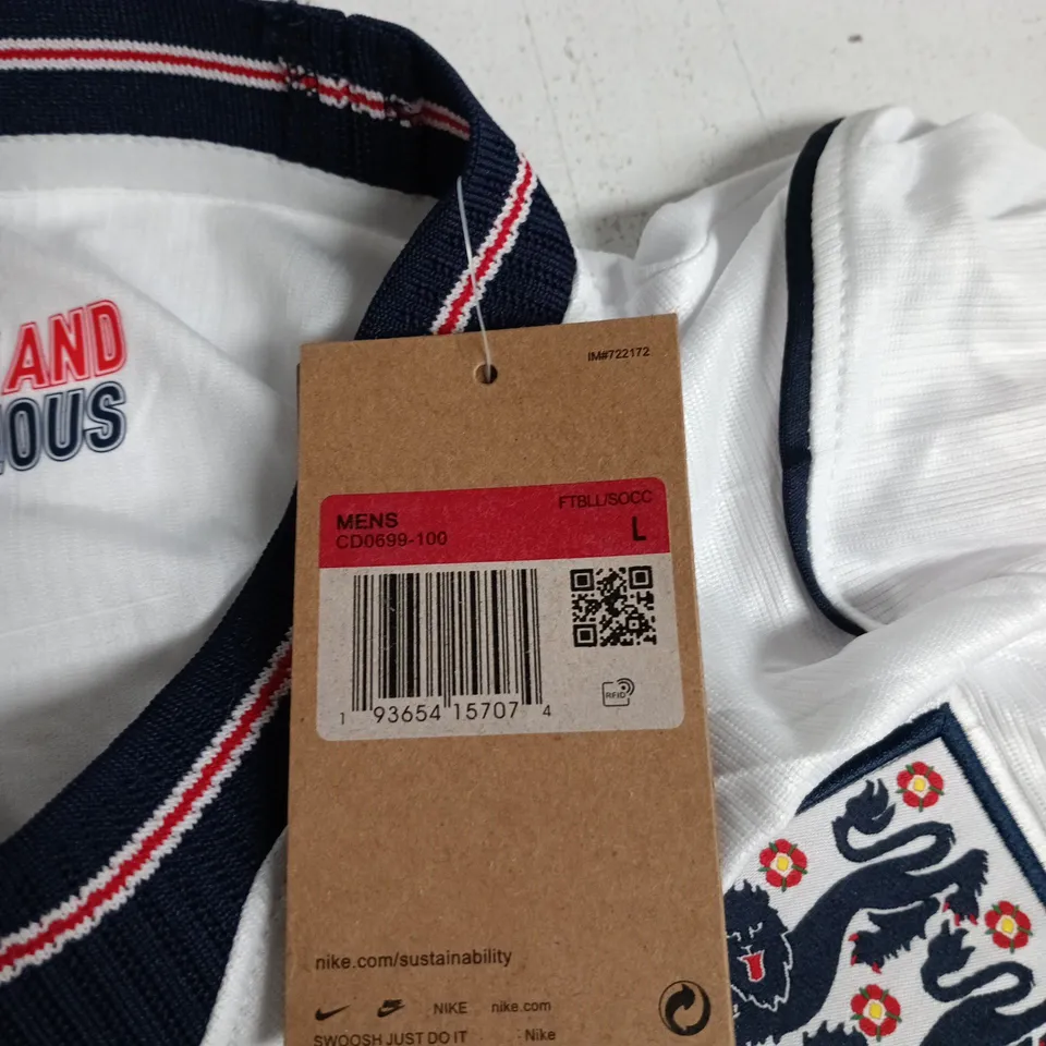 ENGLAND NATIONAL TEAM FOOTBALL SHIRT – NIKE, WHITE, MEN'S SIZE L