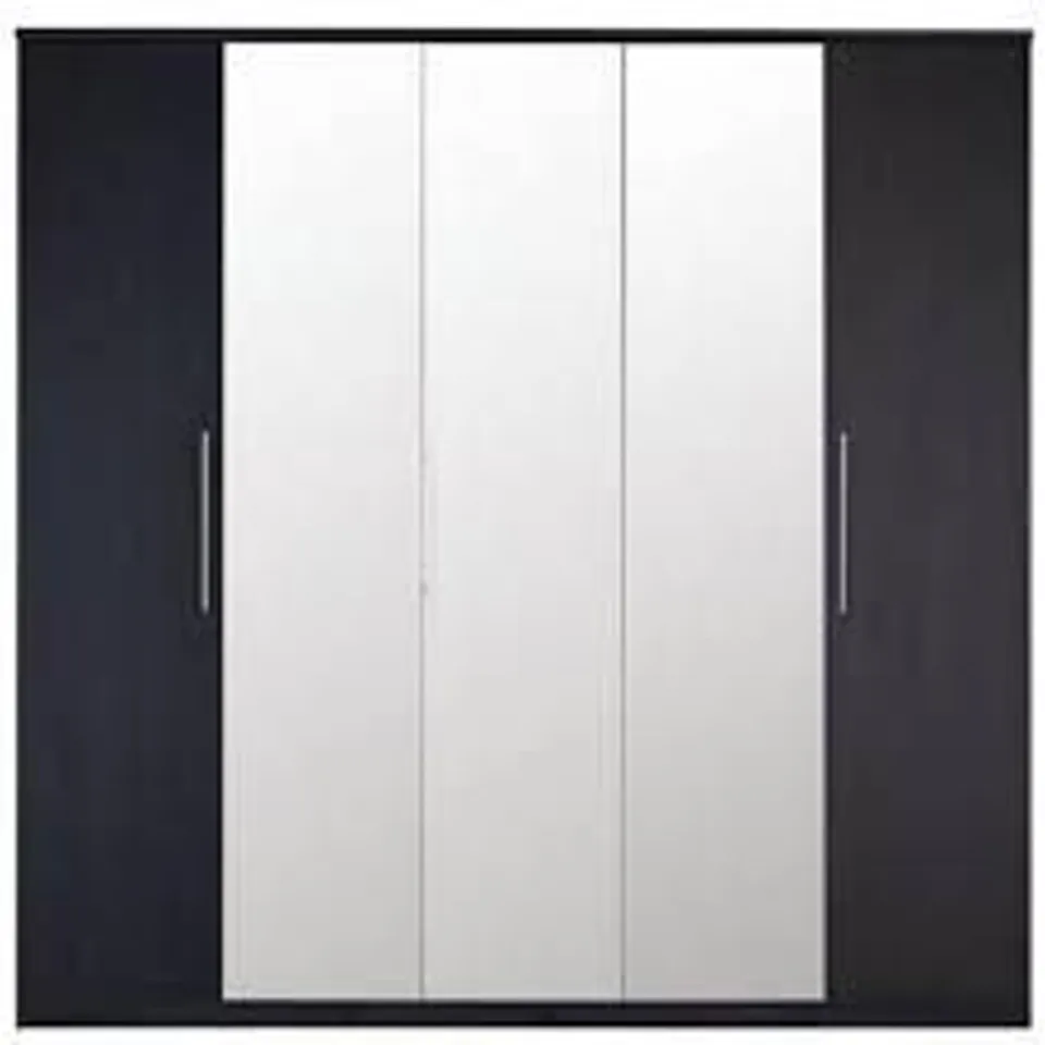 BOXED PRAGUE 5 DOOR WARDROBE WITH MIRRORS BLACK ASH ( 4 BOXES )  RRP £529