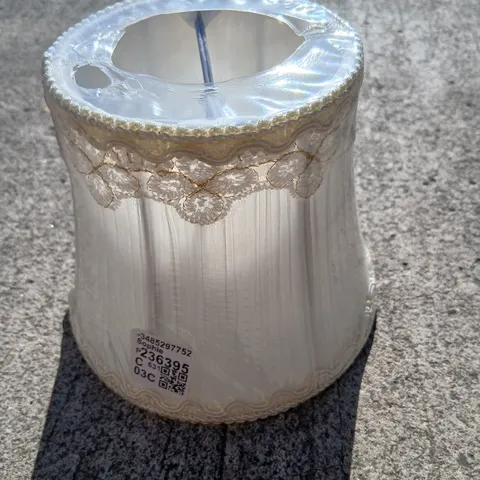 THREE CYLINDER LAMP SHADES WITH LACE TRIM