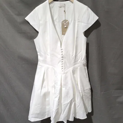 Meshki Keely Cotton Cap Sleeve Mini Dress – White – XL