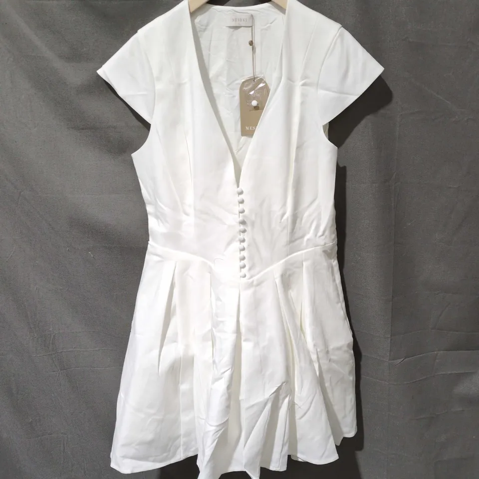 Meshki Keely Cotton Cap Sleeve Mini Dress – White – XL