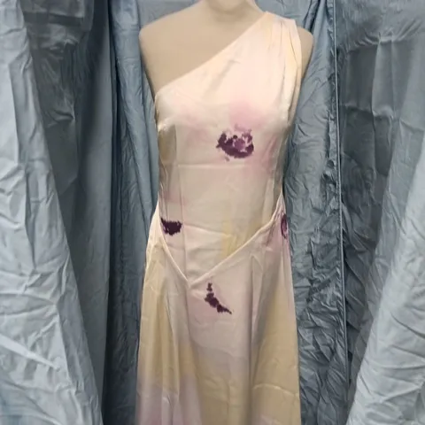 PRETTY LAVISH SATIN ONE-SHOULDER MAXI DRESS – YELLOW, UK 8