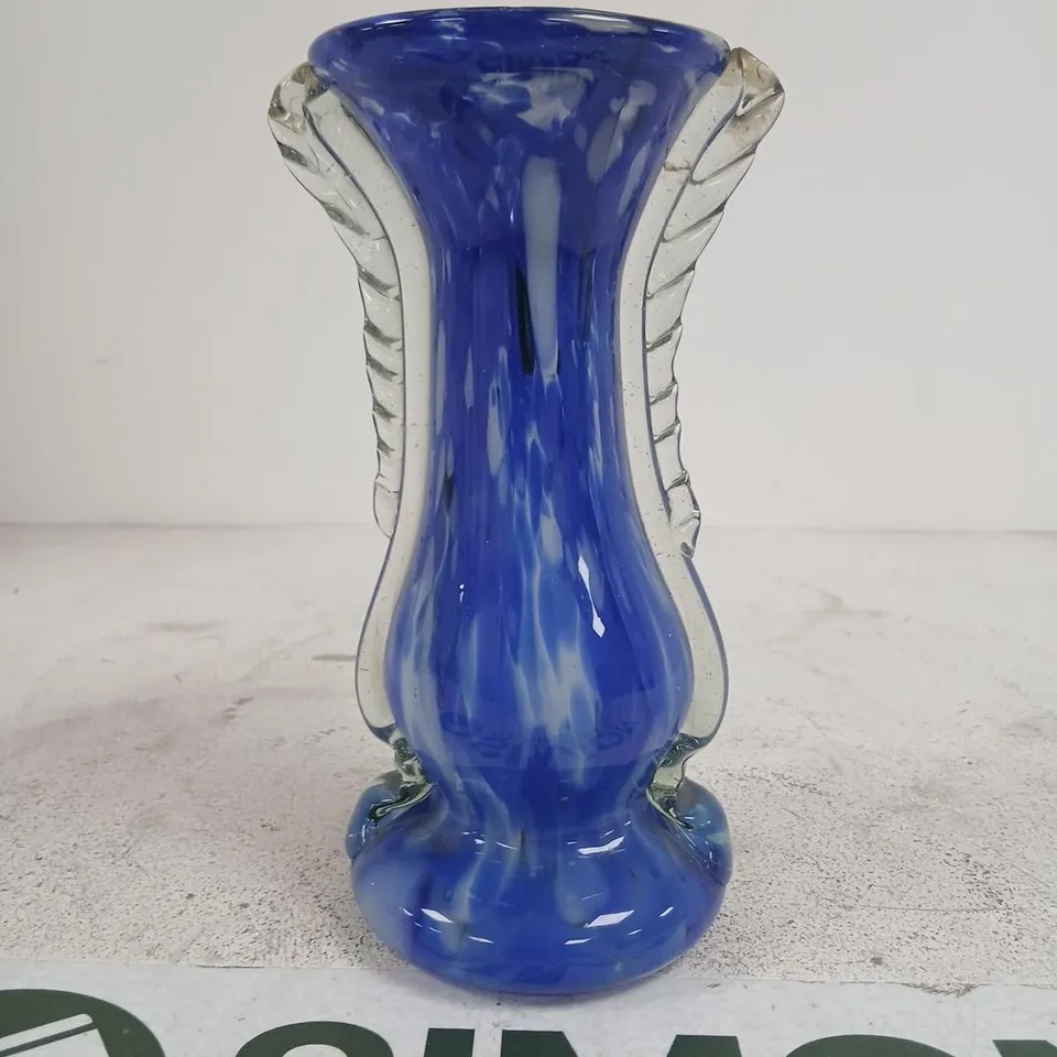 COBALT BLUE VASE CLEAR HANDLE