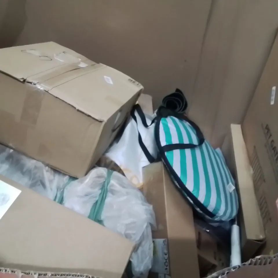 PALLET OF ASSORTED HOUSEHOLD GOODS AND PRODUCTS TO INCLUDE;POPUP TENT,ARTIFICIAL FLOWERS,AREA RUG