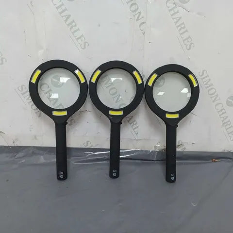 FLIPO SET OF 3 JUMBO COB LED MAGNIFIIERS BLACK