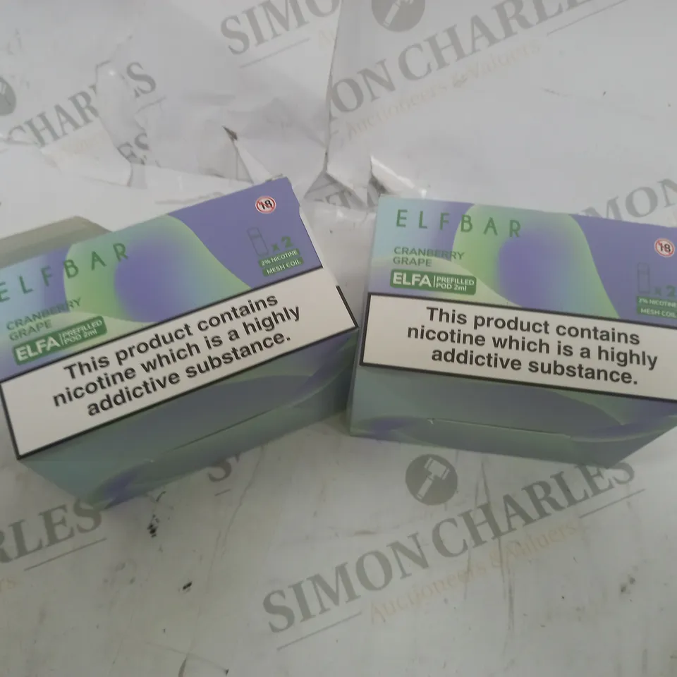 2 ASSORTED ELF BAR CRANBERRY GRAPE VAPE CARTRIDGE SETS 