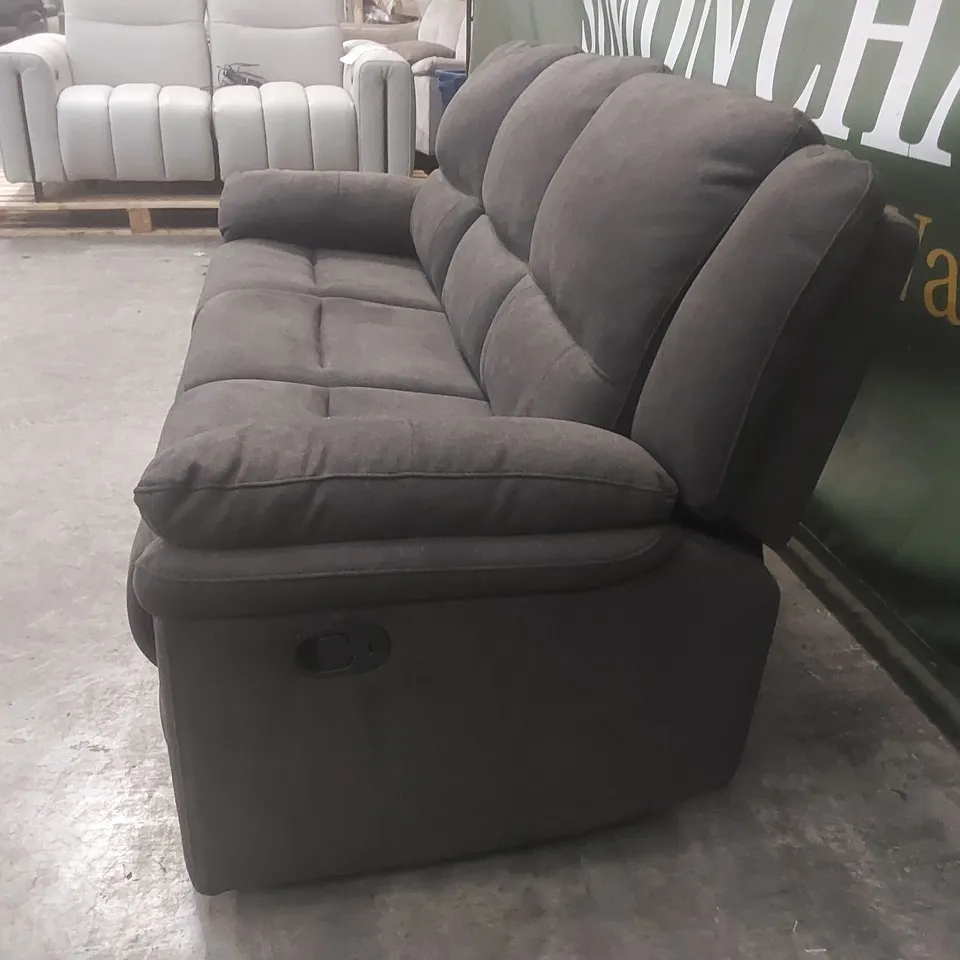 QUALITY DESIGNER ALBION FABRIC UPHOLSTERED 3 SEATER MANUAL RECLINER SOFA