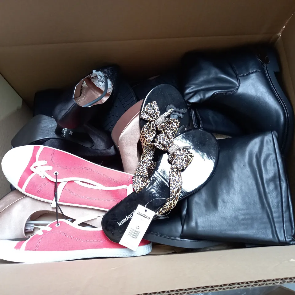 LARGE QUANTITY OF ASSORTED WOMENS SHOES IN VARIOUS SIZES, COLOURS AND STYLES