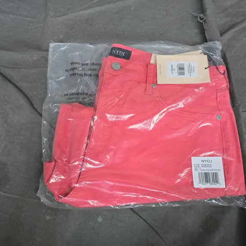 BAGGED NYDJ SPICED CORAL JEANS, UK 14 (US 10) β WOMEN'S, RELAXED BIRKIN FIT, FRAY HEM