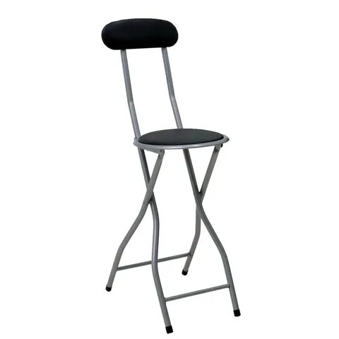 OYPLA BLACK PADDED FOLDING HIGH CHAIR BREAKFAST KITCHEN BAR STOOL