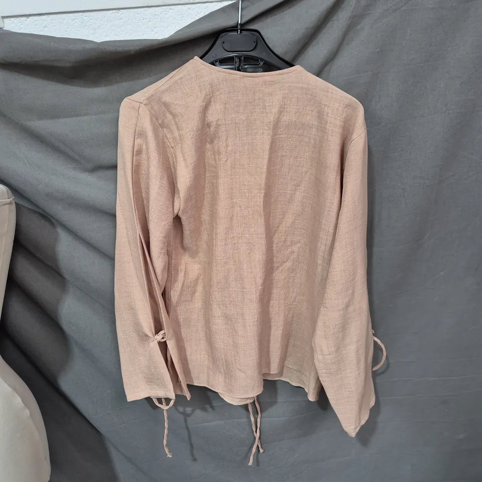 JAWDA BLUSH PINK HANDMADE IN THE UK LONG-SLEEVE BLOUSE SIZE SMALL