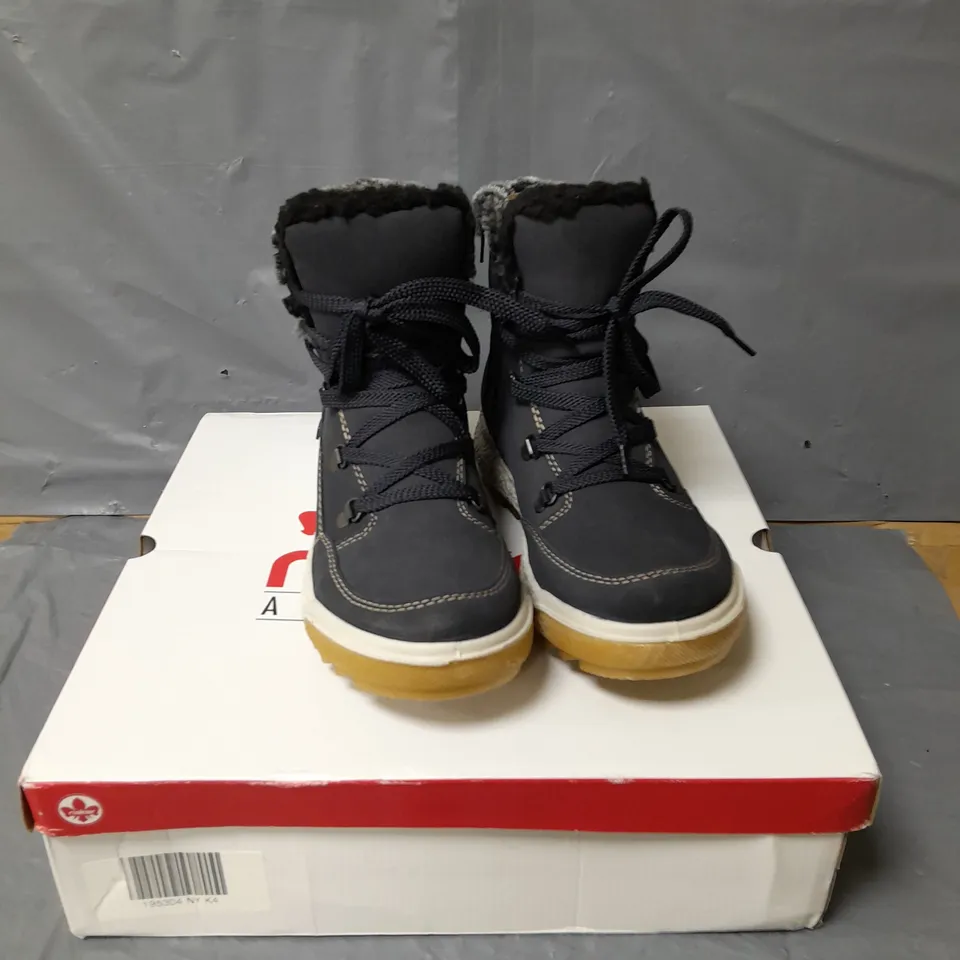 RIEKER WATER RESISTANT WARM LINED HIKING LACE UP BOOT- NAVY SIZE 4