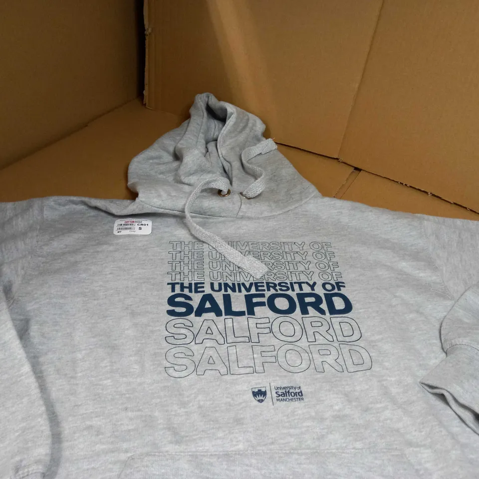 THE UNIVERSITY OF SALFORD UNI GREY MARL HOODIE - SMALL