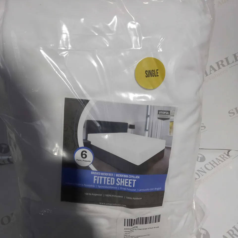 PACK OF 6 SINGLE FITTED SHEET 