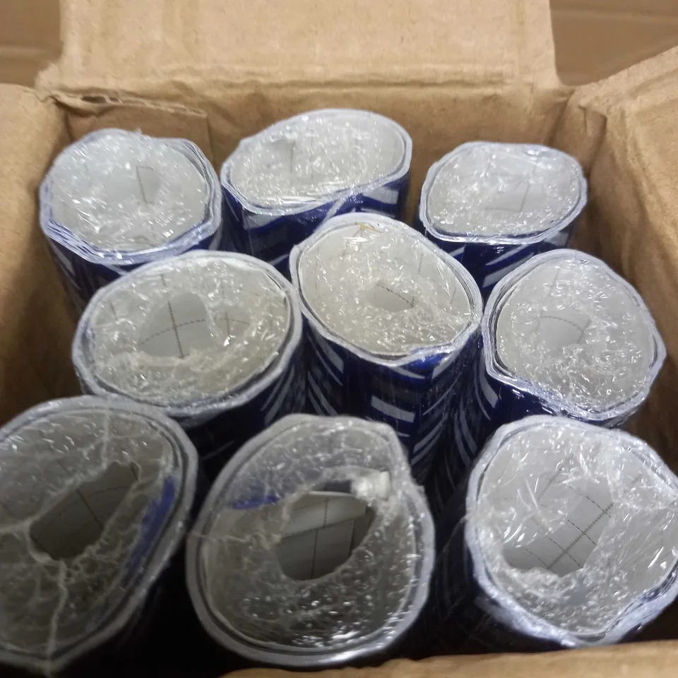 LOT OF 9 ROLLS OF BLUE/SILVER/WHITE CHEVRON ROLL WRAPPING PAPER 