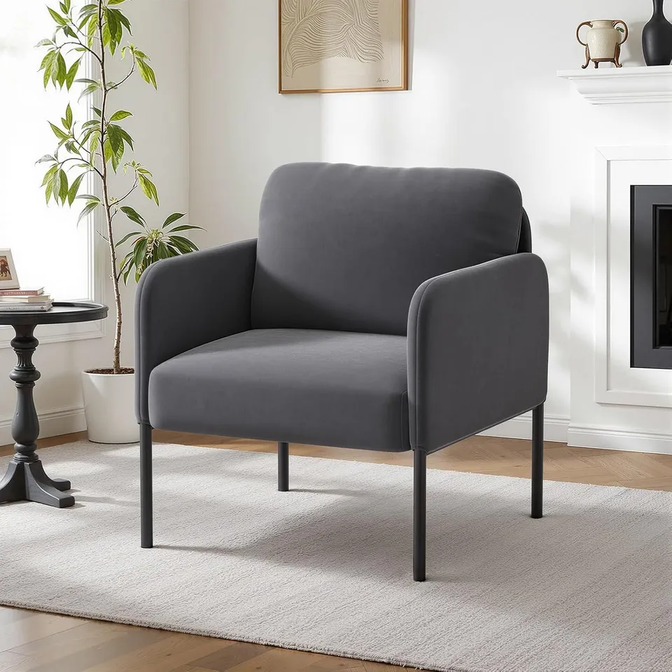 BOXED COLAMY BLACK FABRIC UPHOLSTERED ACCENT CHAIR 