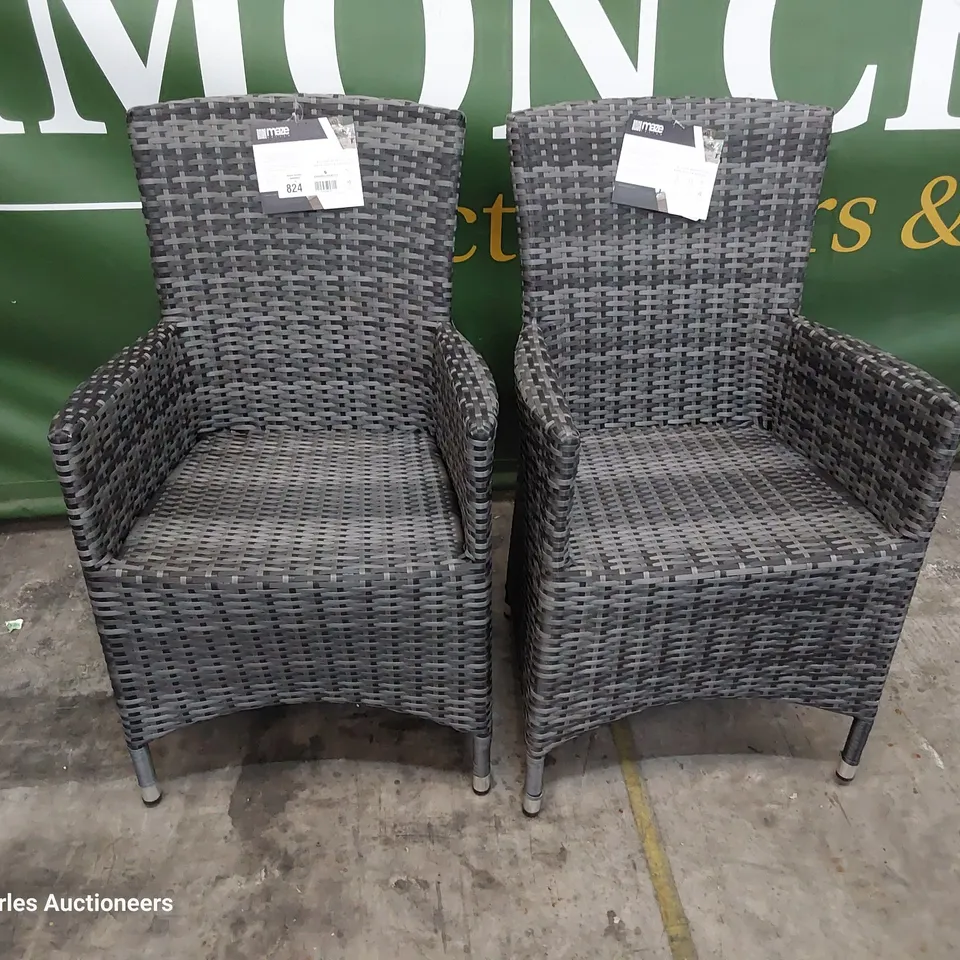 PSIR OF DESIGNER MAZE RATTAN PATIO ARMCHAIRS 