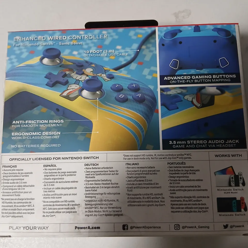 FIVE BRAND NEW BOXED POWERA ENHANCED WIRED CONTROLLER FOR NINTENDO SWITCH – SONIC THE HEDGEHOG (BOXED)