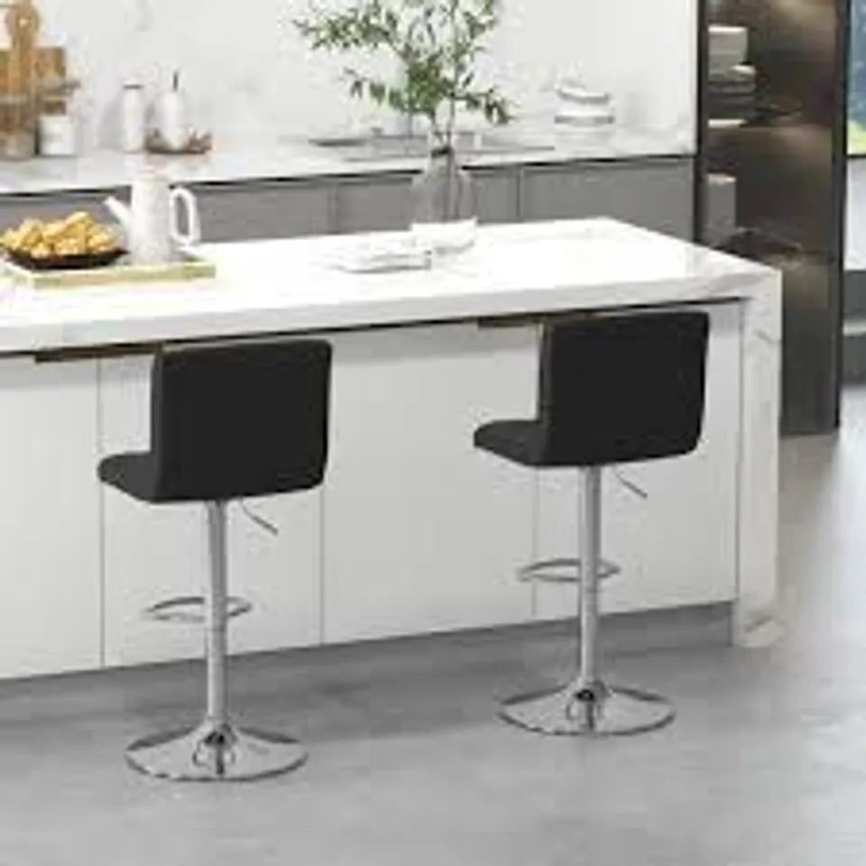 BOXED COSTWAY BLACK PU LEATHER BAR STOOL SET OF 2