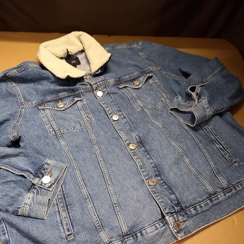 RIVER ISLAND FLEECE LINED DENIM JACKET - XXXXL