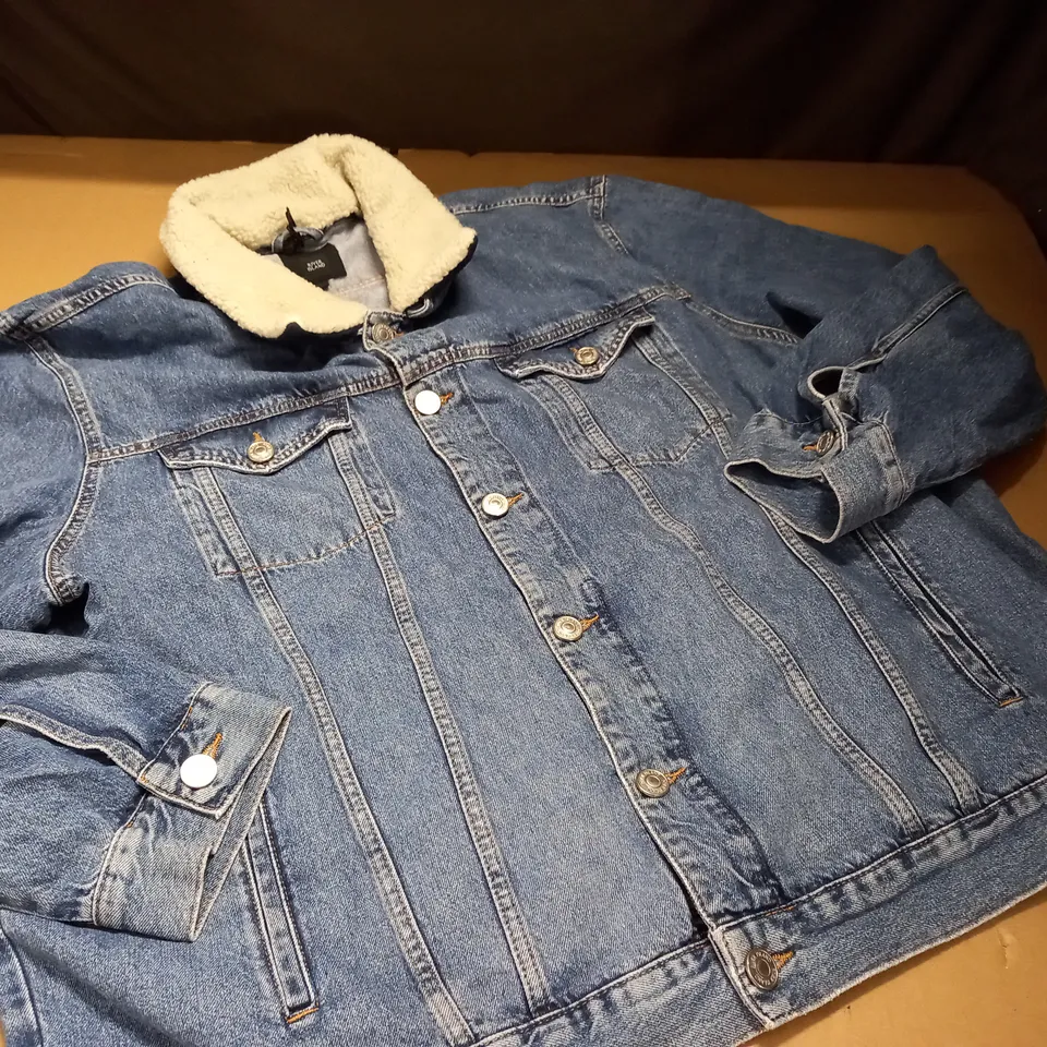 RIVER ISLAND FLEECE LINED DENIM JACKET - XXXXL