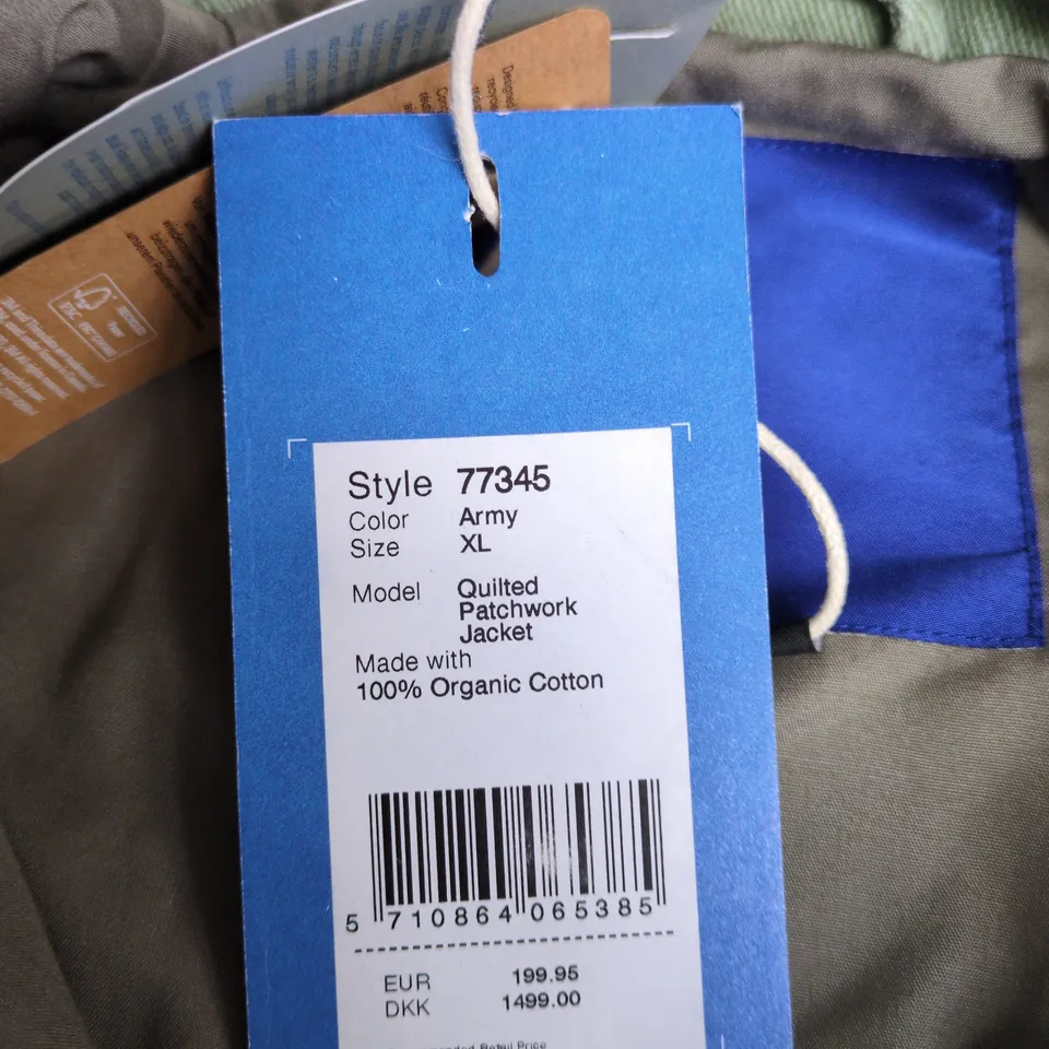 SELFHOOD STUDIO OF INDIVIDUALISM QUILTED PATCHWORK JACKET – ARMY – STYLE 77345 – XL