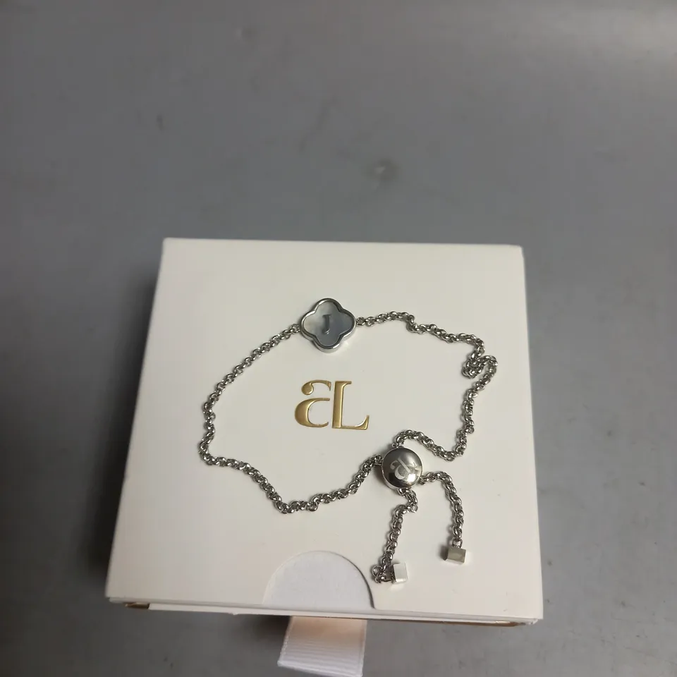 BOXED ABBOTT LYON J INITIAL STAINLESS STEEL BRACELET IN SILVER