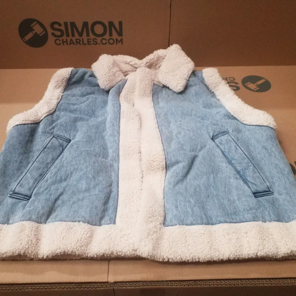BOX CONTAINING APPROXIMATELY 6 BRAND NEW SIMPLY BE BLUE REGULAR SLEEVELESS DENIM GILETS - SIZE 20