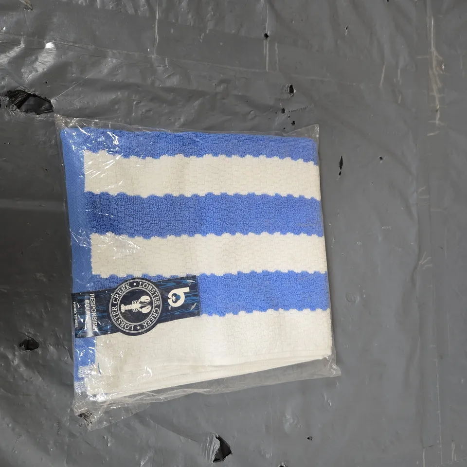 BLUE AND WHITE STRIPED BATH TOWELS – PACKAGED LOBSTER CREEK