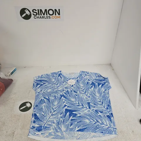 MUDFLOWERS PALM LEAF PRINT TOP – BLUE WOMEN’S CLOTHING 12/14