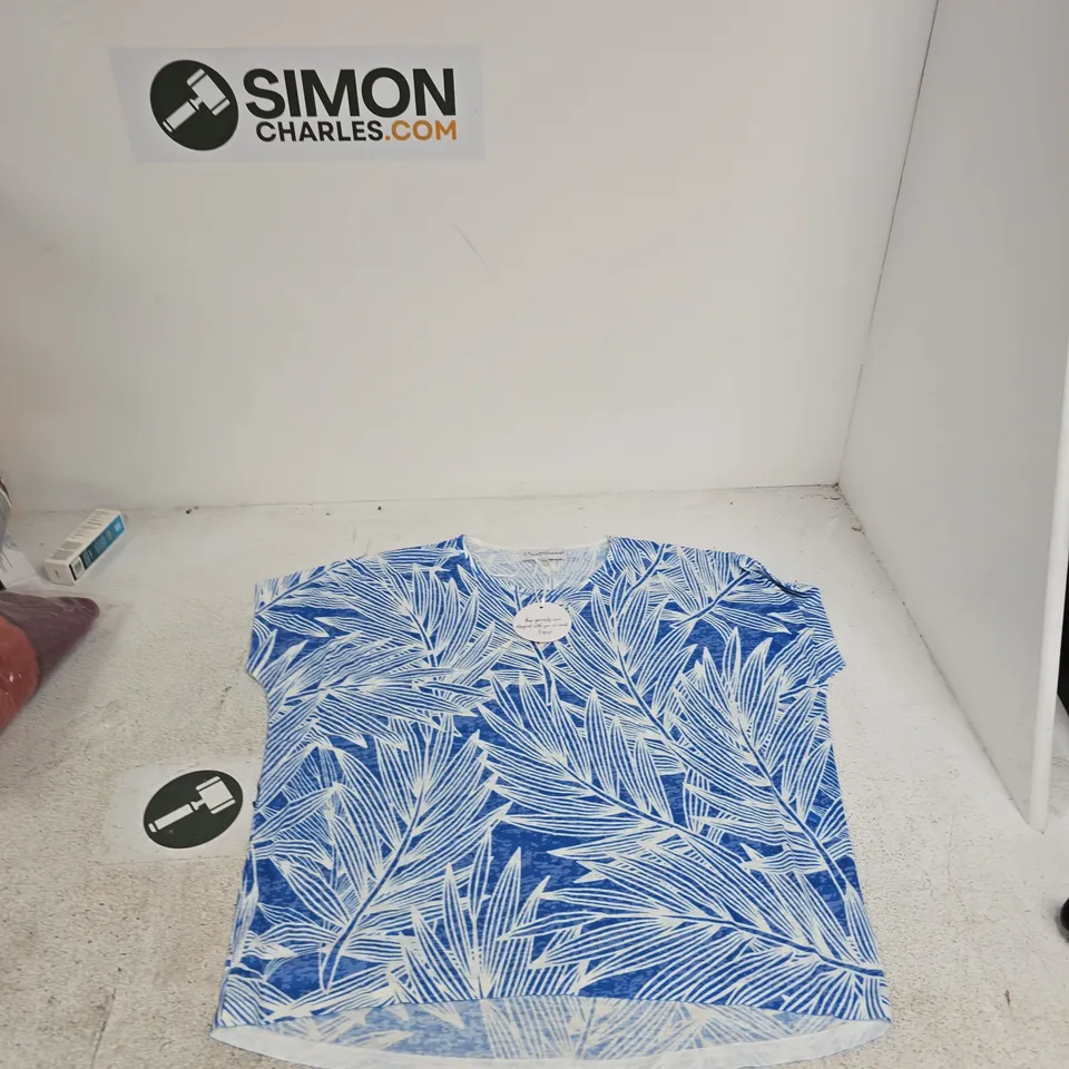 MUDFLOWERS PALM LEAF PRINT TOP – BLUE WOMEN’S CLOTHING 12/14