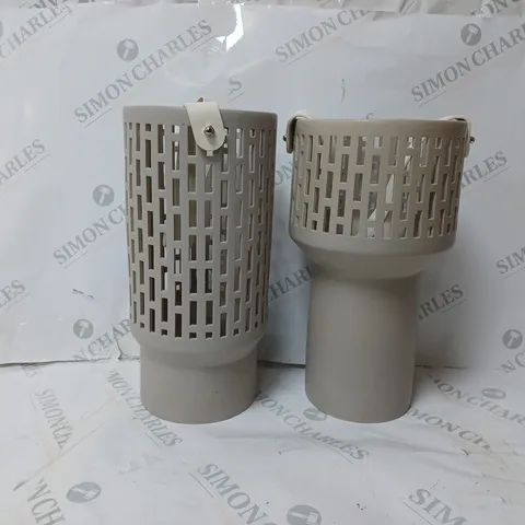 BOXED K BY KELLY HOPPEN CERAMIC LANTERNS - TAUPE