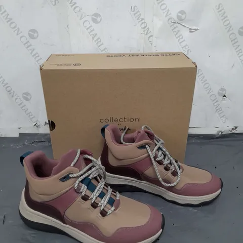BOXED PAIR OF CLANKS JAUNT LO BOOTS TAUPE COMBINATION UK 7