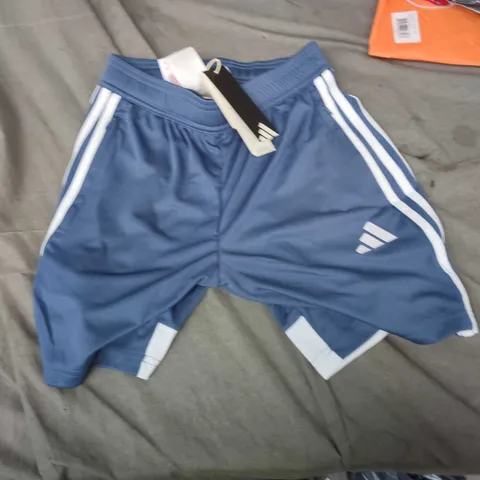 ADIDAS BLUE ATHLETIC SHORTS WITH WHITE STRIPES – WITH TAGS 