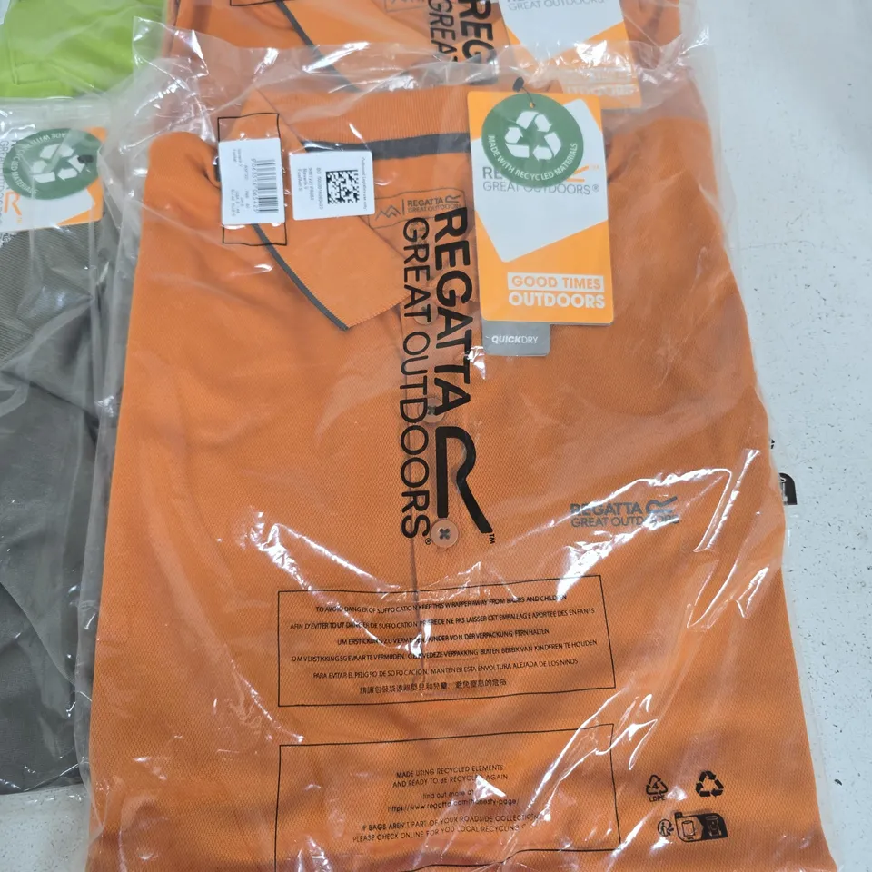 LOT OF 10 ASSORTED BRAND NEW REGATTA POLO SHIRT IS VARIOUS DESIGNS AND COLOURS - VARIOUS SIZES