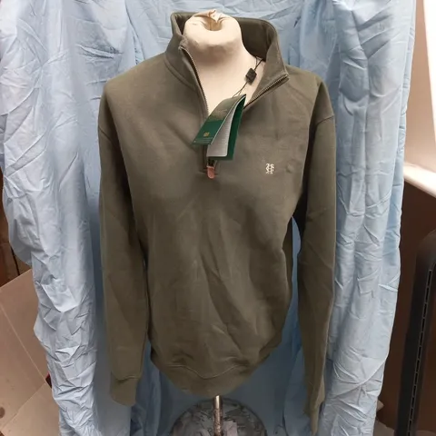 HOLLAND COOPER CLASSIC QUARTER ZIP SWEAT (MEN'S) KHAKI, SIZE S