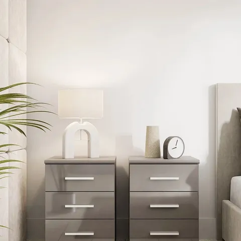 PRAGUE GLOSS 3 DRAWER BEDSIDE CHESTS (SET OF 2) - COLLECTION ONLY
