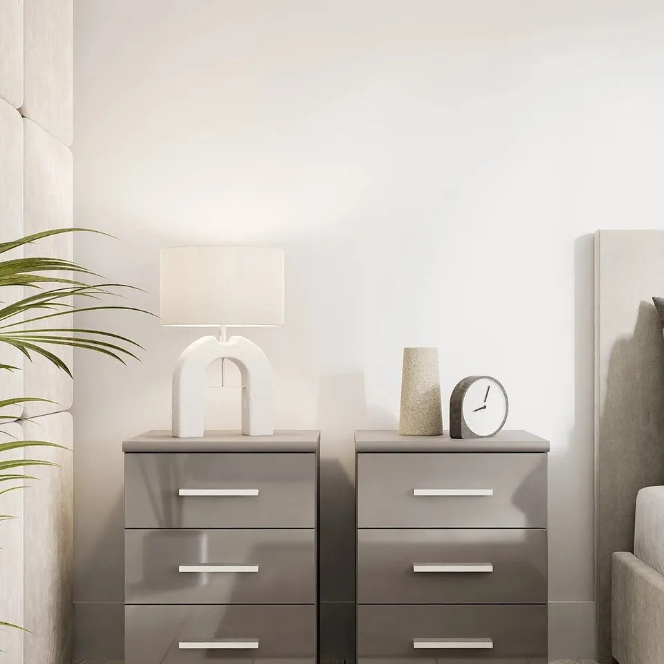 PRAGUE GLOSS 3 DRAWER BEDSIDE CHESTS (SET OF 2) - COLLECTION ONLY